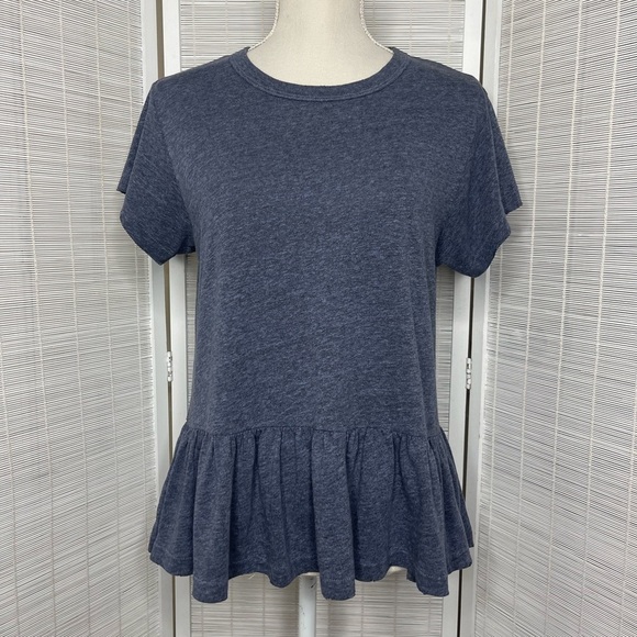 The Great. Ruffle Hem Shirt Blue Size S - Picture 1 of 8